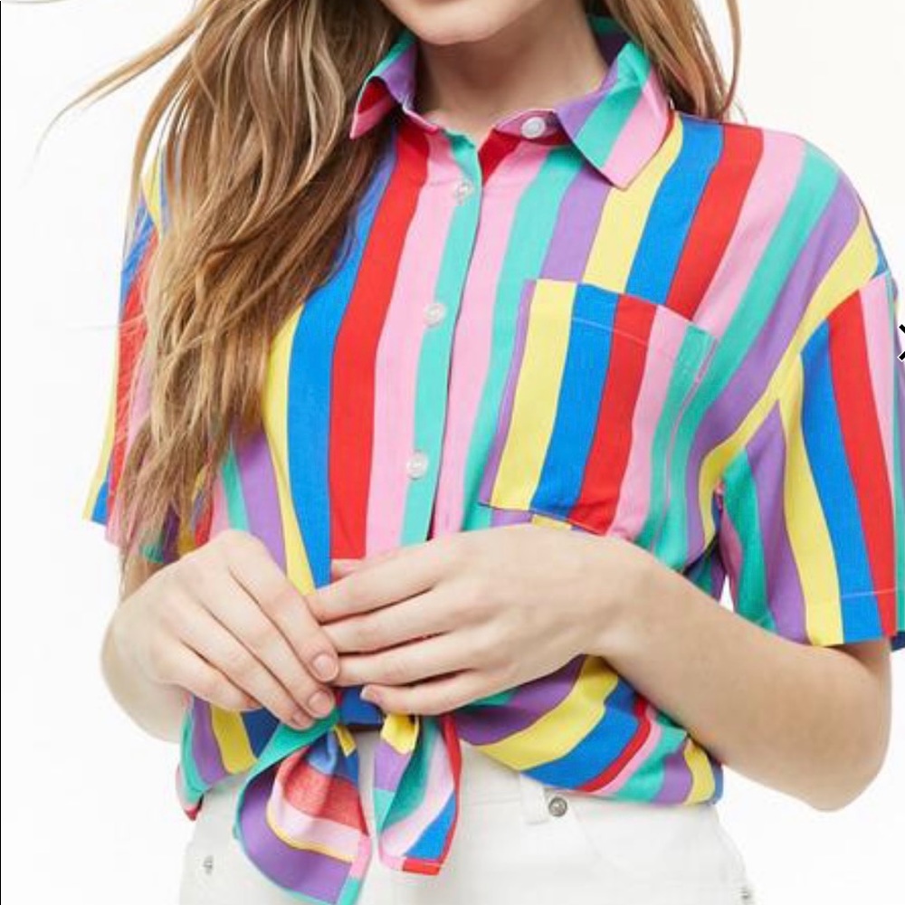 Forever 21 Rainbow Striped Top